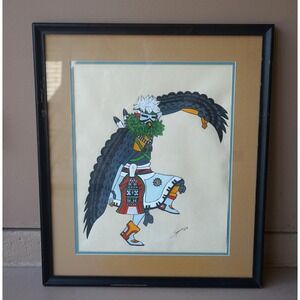 Signed Spencer 1978‎ Original Hopi Kachina Painting - Native American Indian Art